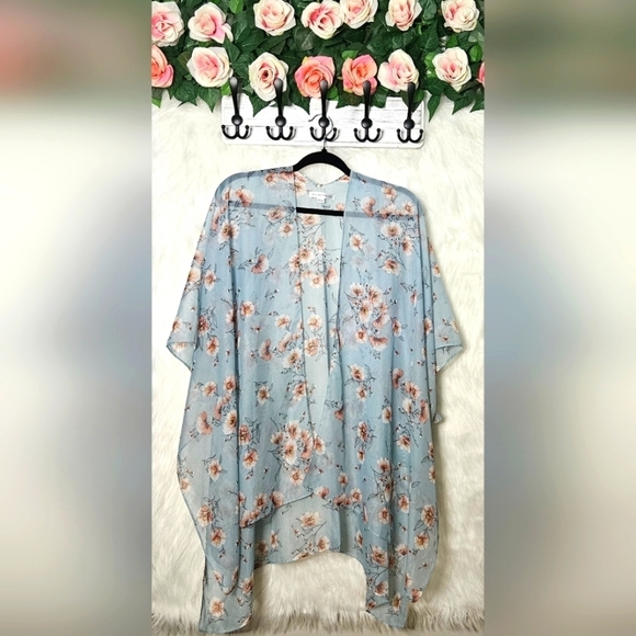 Warehouse One Sweaters - Floral Oversized Open-Front Kimono
